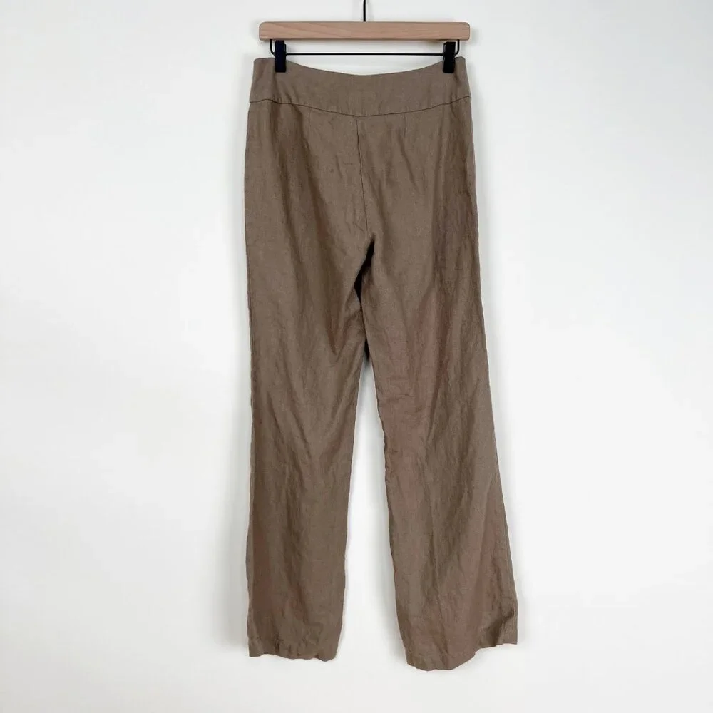 New Eileen Fisher 100% Linen Wide Leg Straight Trousers Minimalist Coastal Pants - Picture 7 of 9